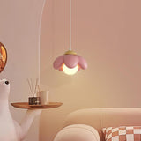 Macaron Pink Flower Resin Pendant Light Kids Room Image - 6