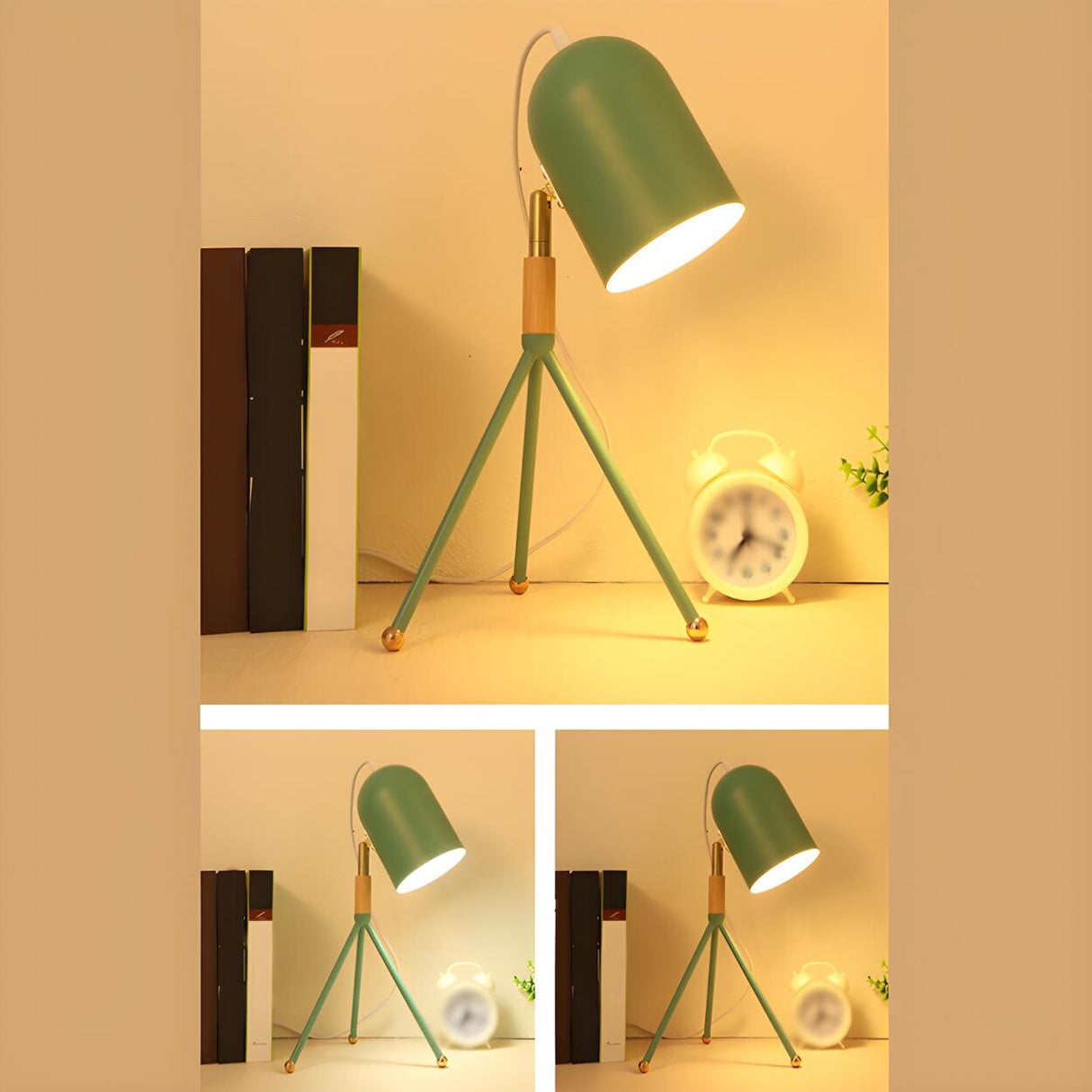 Macaron Yellow Tripod Dome Shade Reading Table Lamp Image - 12