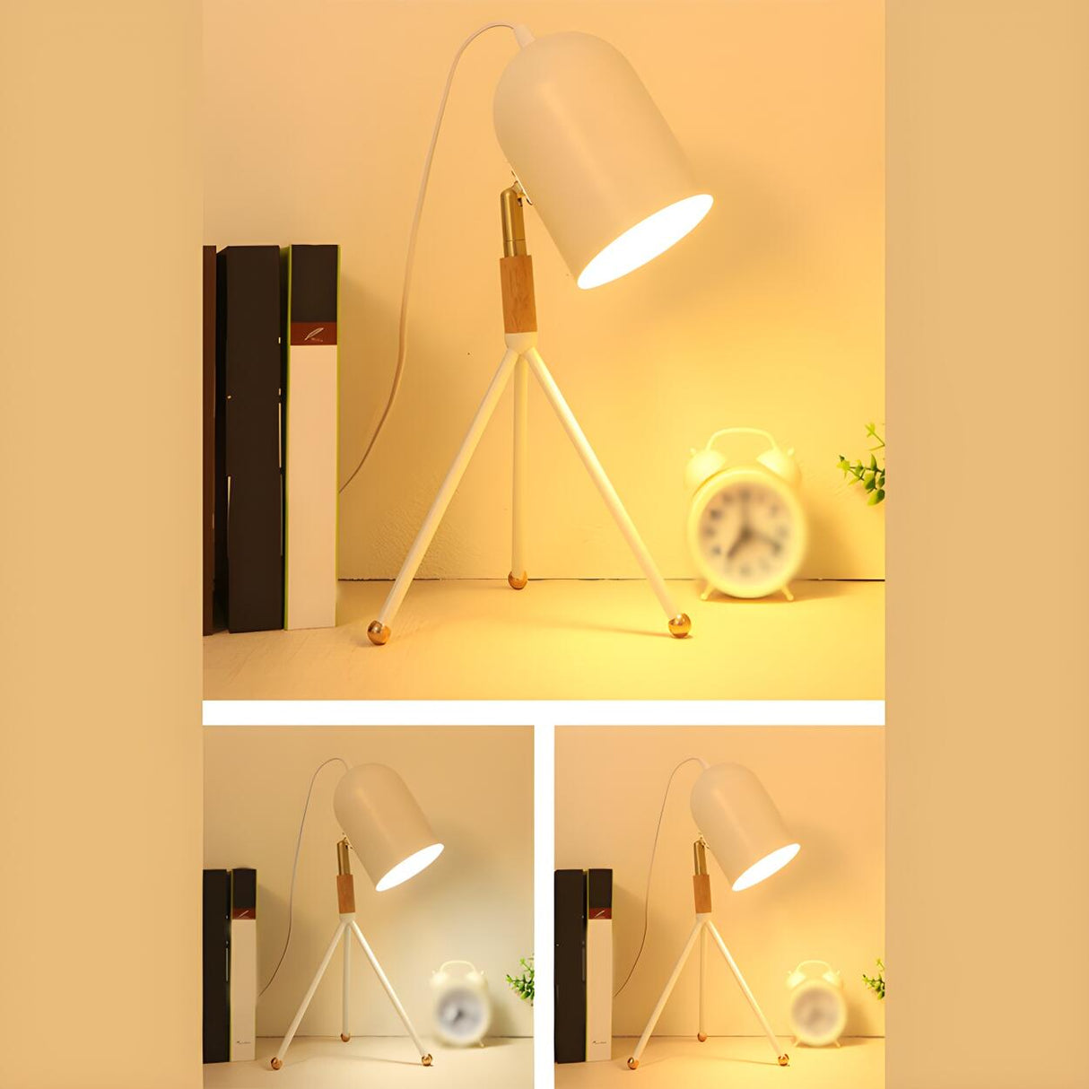 Macaron Yellow Tripod Dome Shade Reading Table Lamp Image - 13