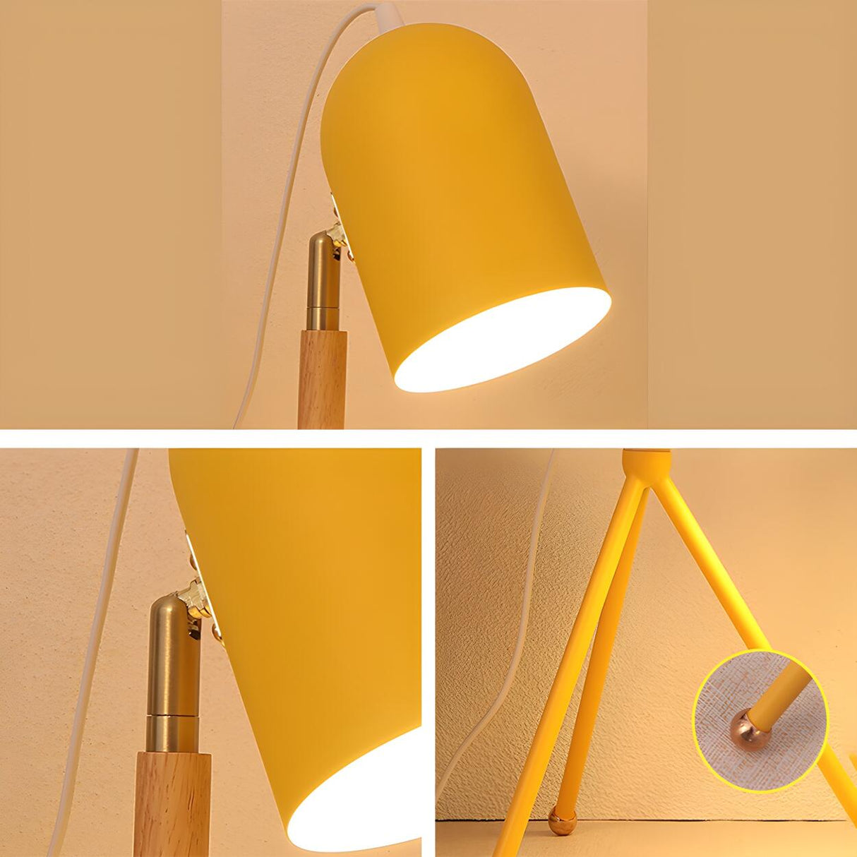 Macaron Yellow Tripod Dome Shade Reading Table Lamp Image - 16