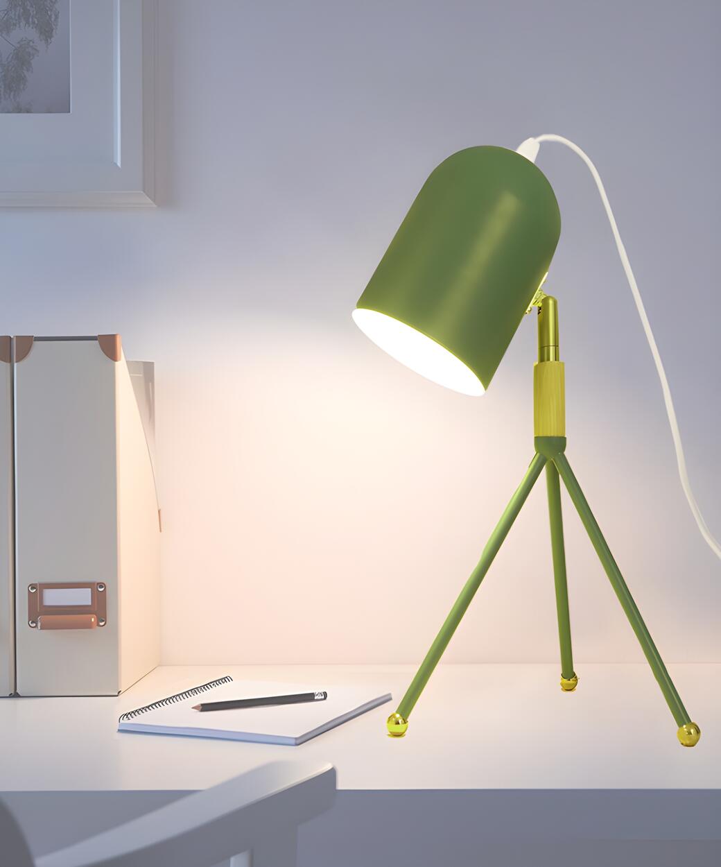 Macaron Yellow Tripod Dome Shade Reading Table Lamp Image - 17