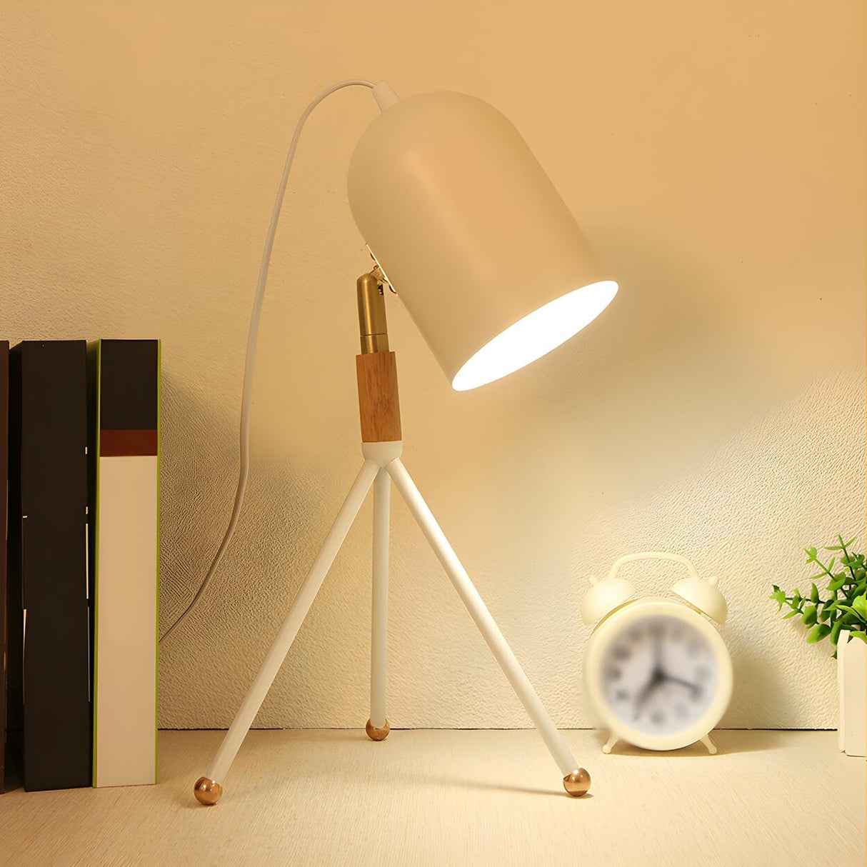 Macaron Yellow Tripod Dome Shade Reading Table Lamp Image - 2