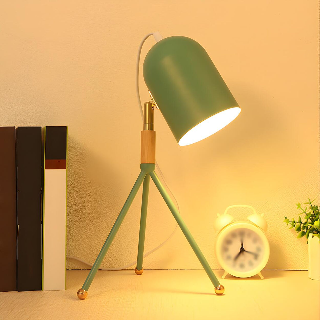 Macaron Yellow Tripod Dome Shade Reading Table Lamp Image - 8