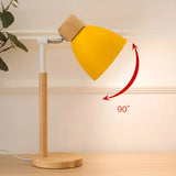 Macaroon Yellow Aluminum Shade Bell Wood Table Lamp Image - 10