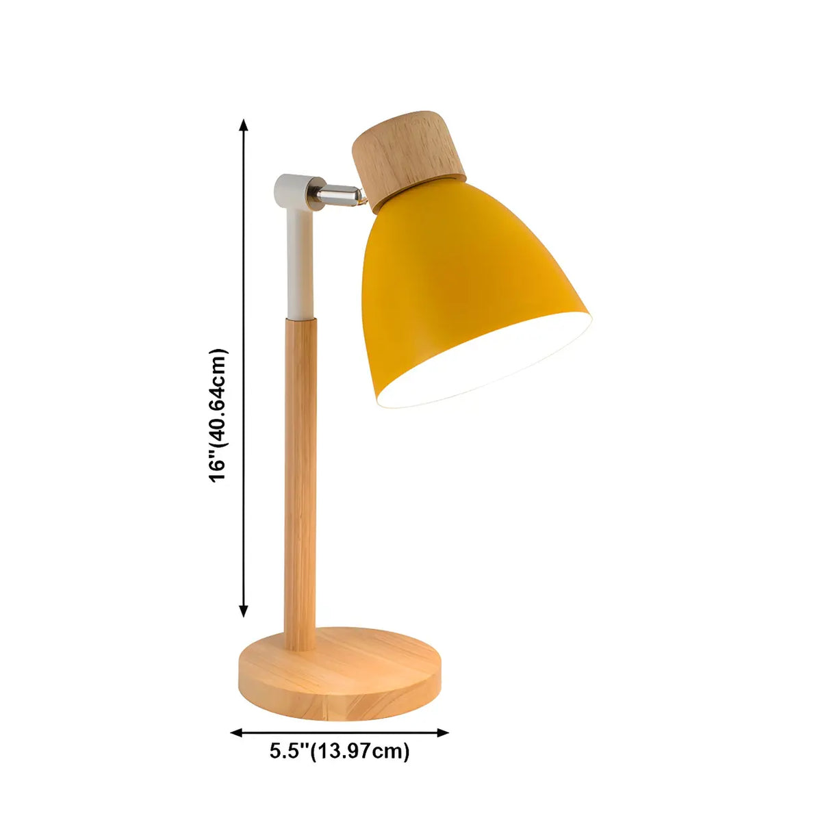 Macaroon Yellow Aluminum Shade Bell Wood Table Lamp 