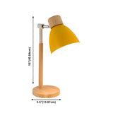 Macaroon Yellow Aluminum Shade Bell Wood Table Lamp #size