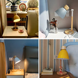 Macaroon Yellow Aluminum Shade Bell Wood Table Lamp Image - 9