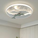 Magical Dolphin Sky Round LED Flush Mount Ceiling Light Image - 4