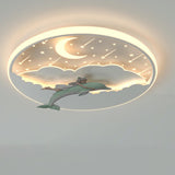 Magical Dolphin Sky Round LED Flush Mount Ceiling Light Image - 5