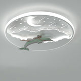 Magical Dolphin Sky Round LED Flush Mount Ceiling Light Image - 6