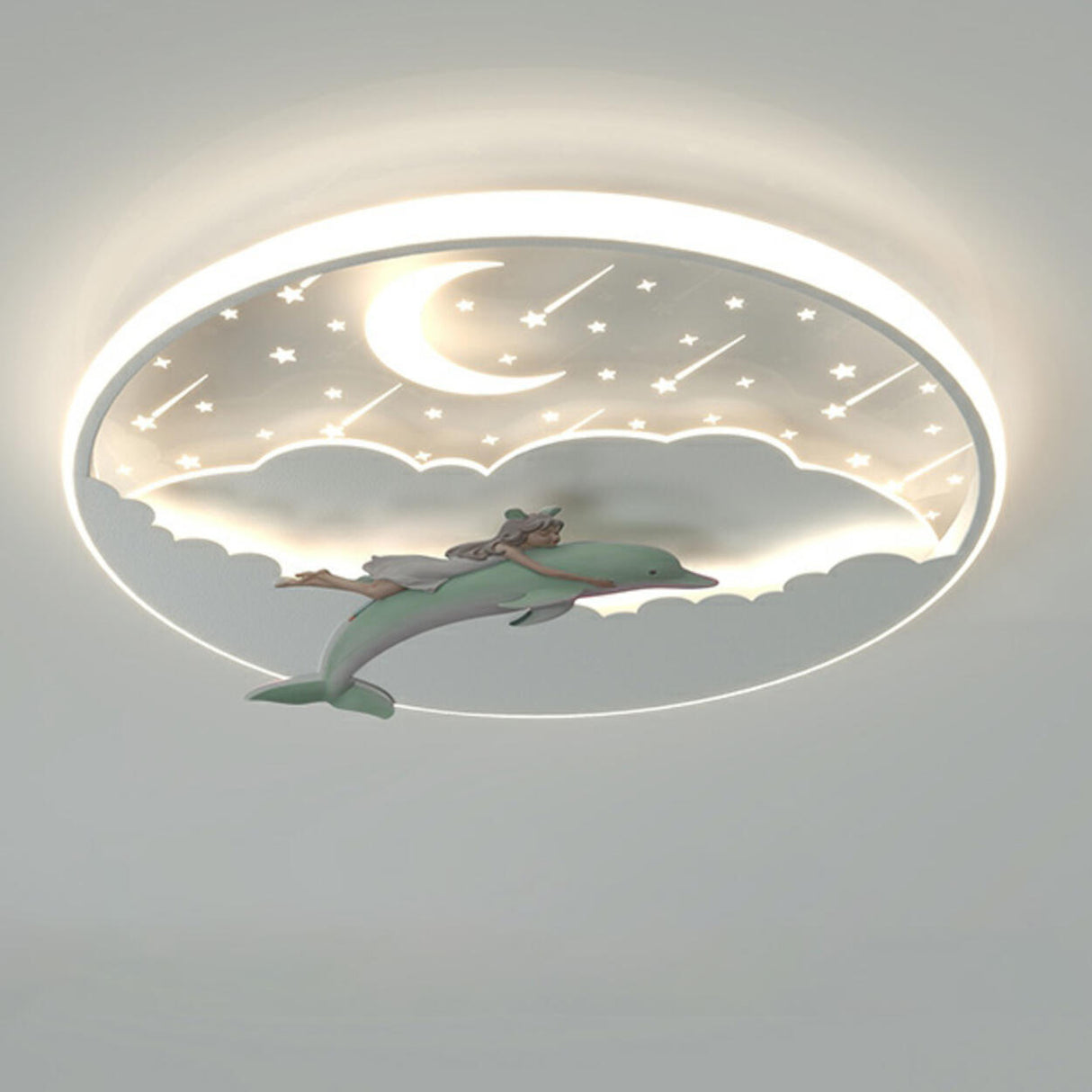 Magical Dolphin Sky Round LED Flush Mount Ceiling Light Image - 7