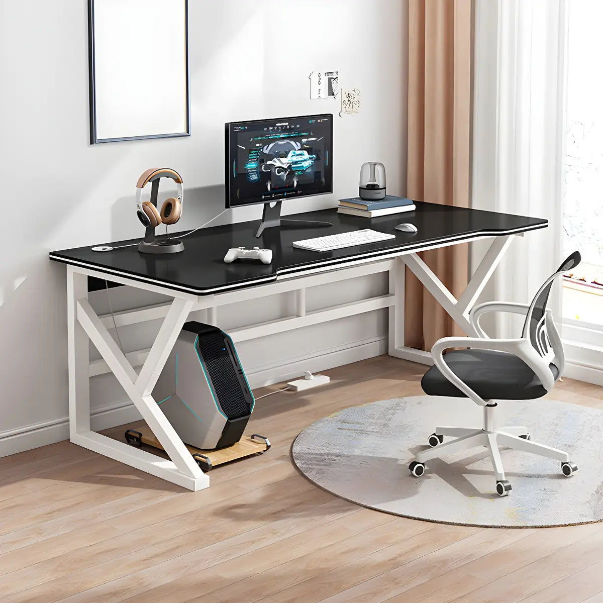 Manufactured Wood Free Form Metal Sled Gaming Desk Image - 1