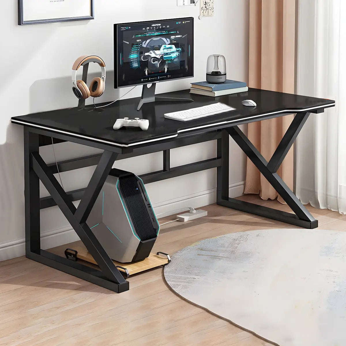 Manufactured Wood Free Form Metal Sled Gaming Desk Image - 5