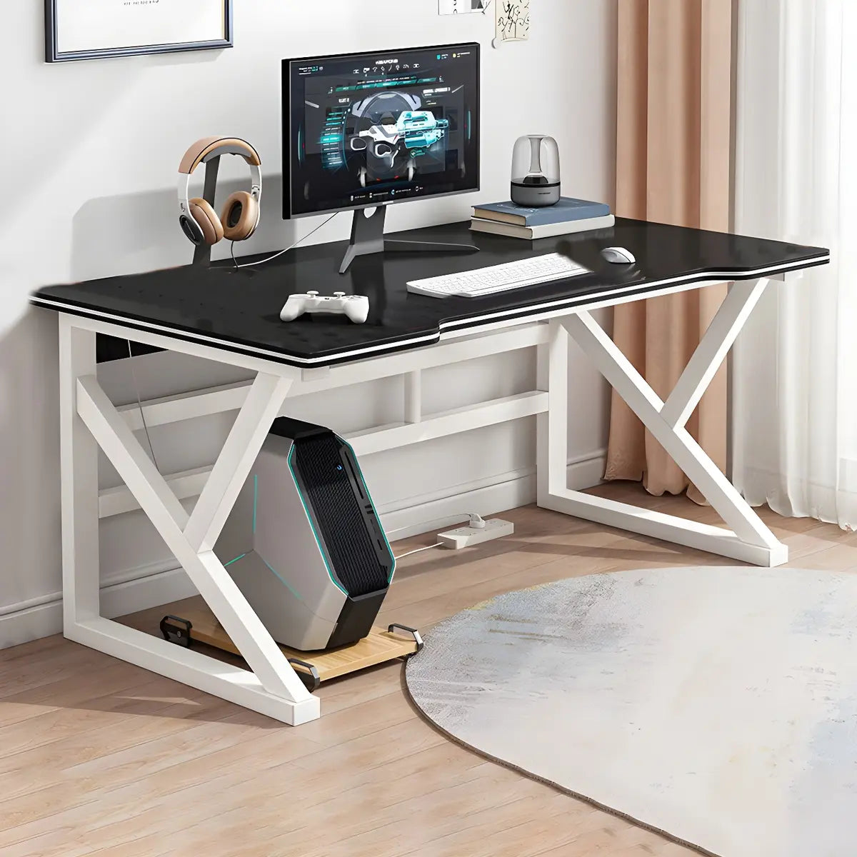 Manufactured Wood Free Form Metal Sled Gaming Desk Image - 7