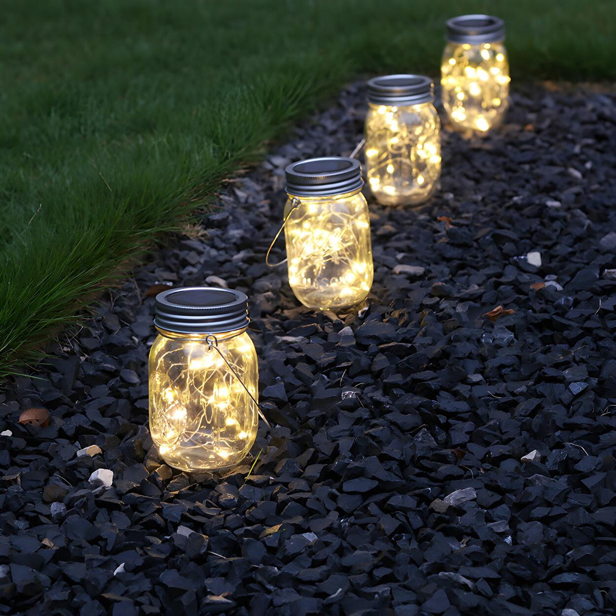 Mason Jar Solar LED Outdoor Hanging Pendant Light Image - 3