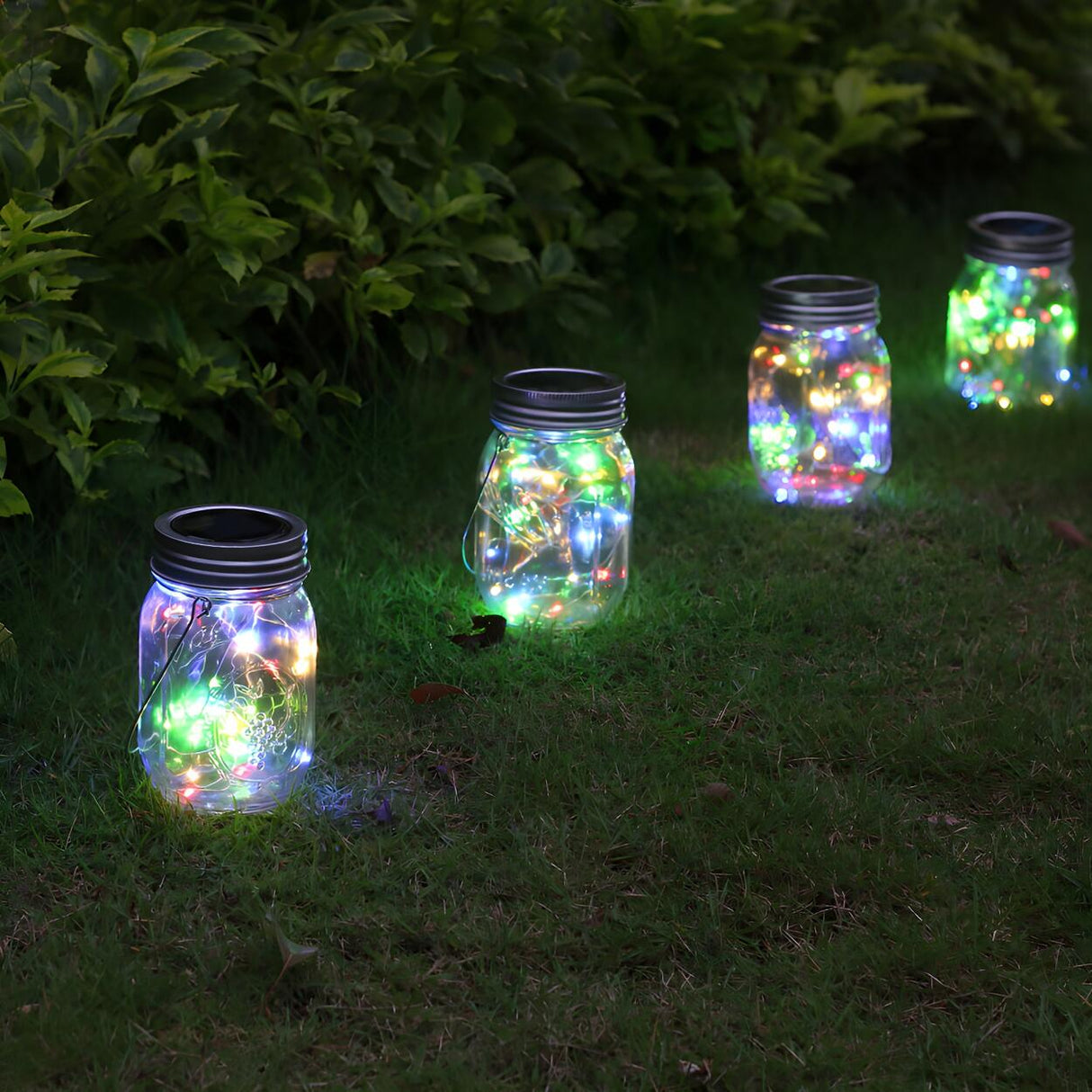 Mason Jar Solar LED Outdoor Hanging Pendant Light Image - 4