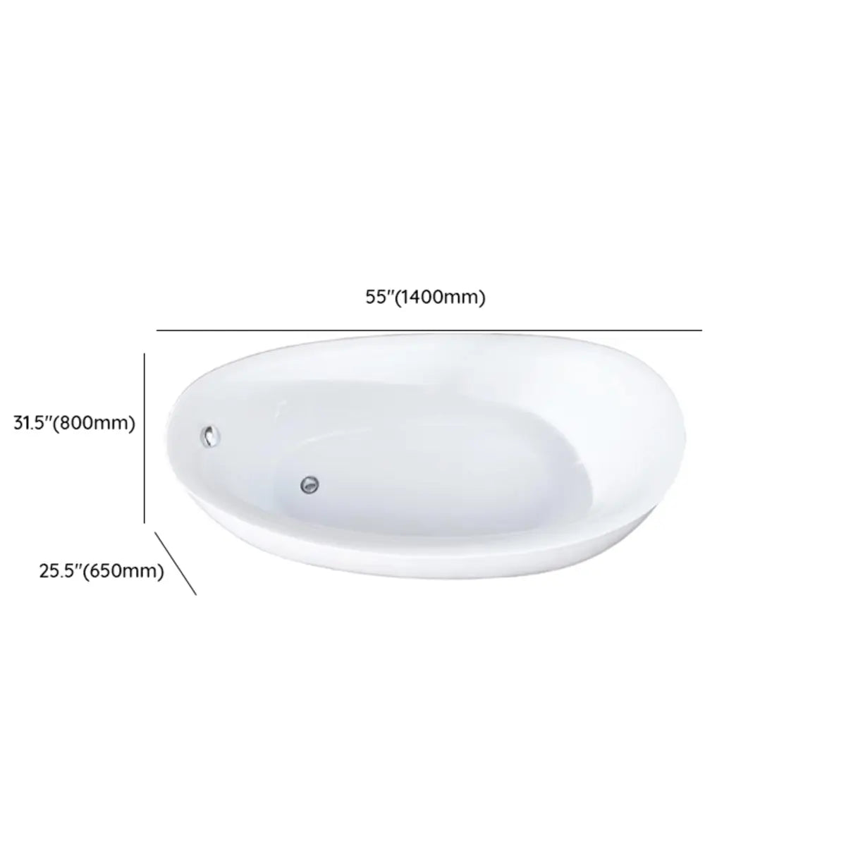 Massage Oval White Acrylic Freestanding Bathtub 