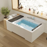 Massage Rectangle White Acrylic Freestanding Bathtub Image - 1