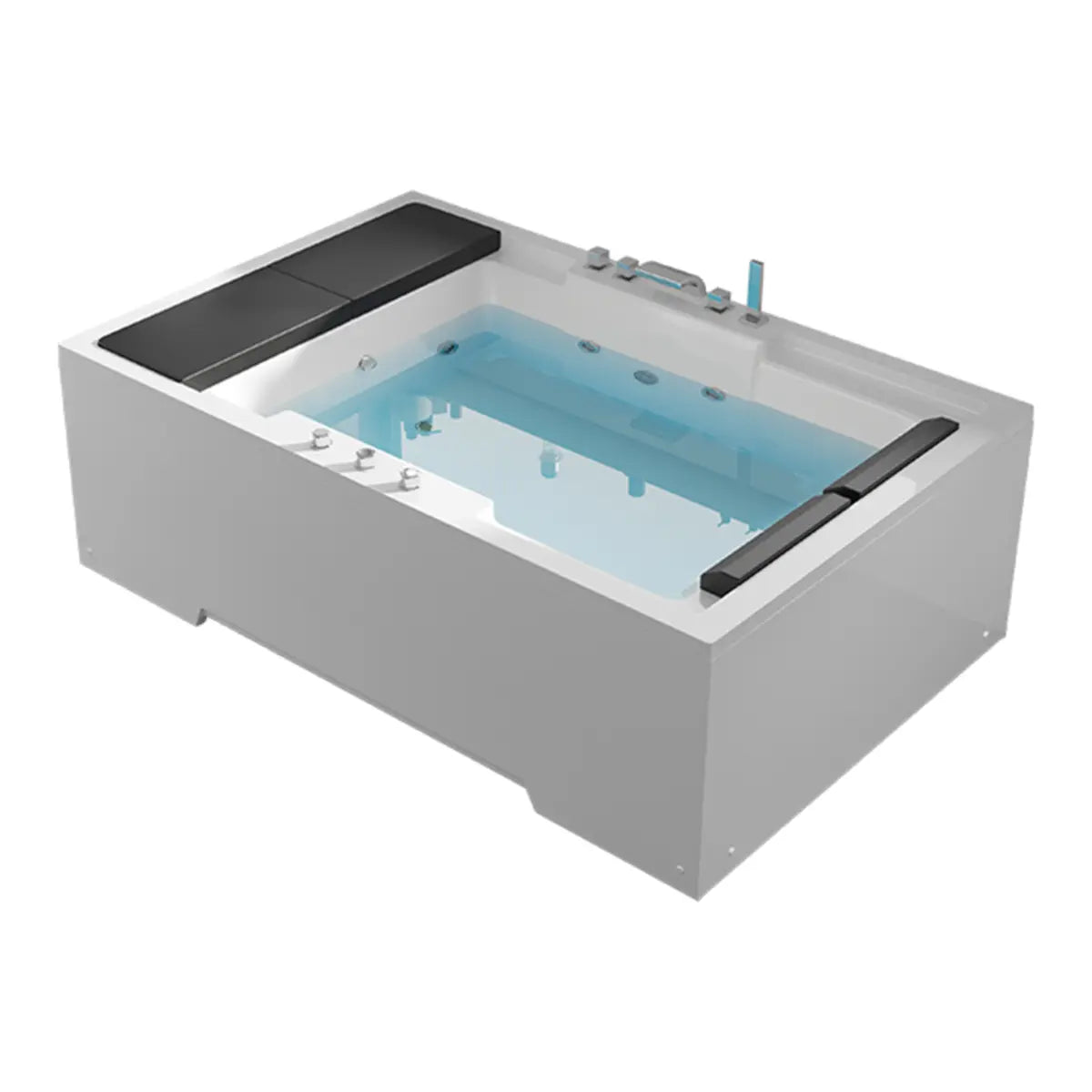 Massage Rectangle White Acrylic Freestanding Bathtub Image - 4