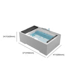 Massage Rectangle White Acrylic Freestanding Bathtub #size