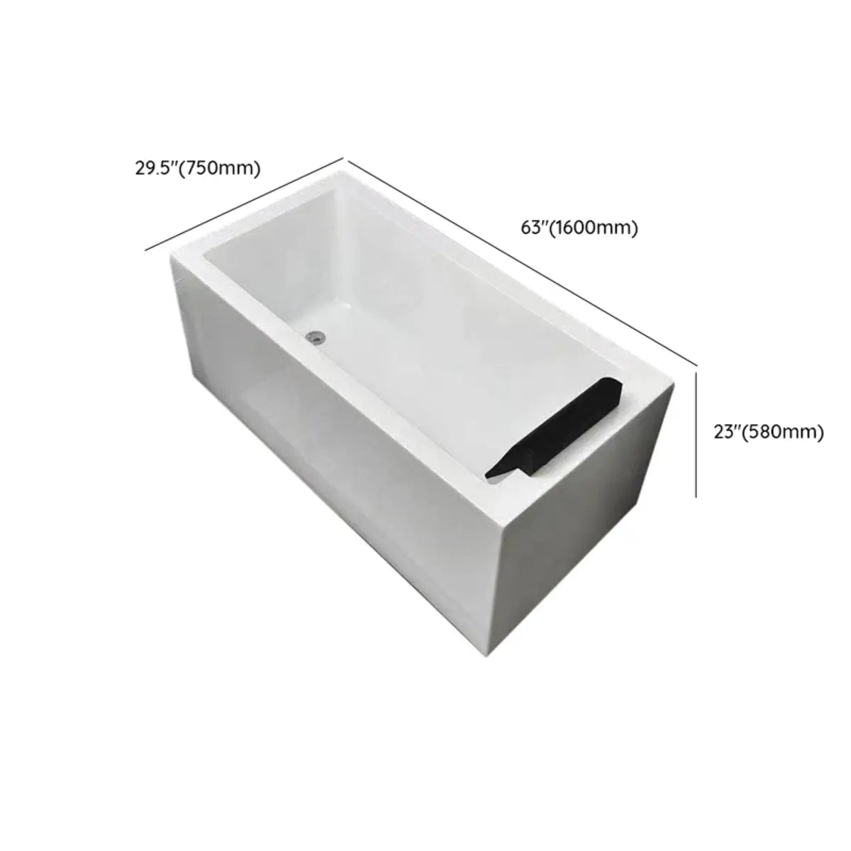 Massage Rectangular White Acrylic Freestanding Bathtub Image - 10