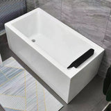 Massage Rectangular White Acrylic Freestanding Bathtub Image - 2