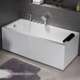 Massage Rectangular White Acrylic Freestanding Bathtub Image - 4