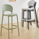 Matcha Green Airy Stackable Low Back 	Saddle Bar Stool Image - 1