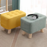 Matcha Green Rectangle Sponge Small Footrest Ottoman Image - 1