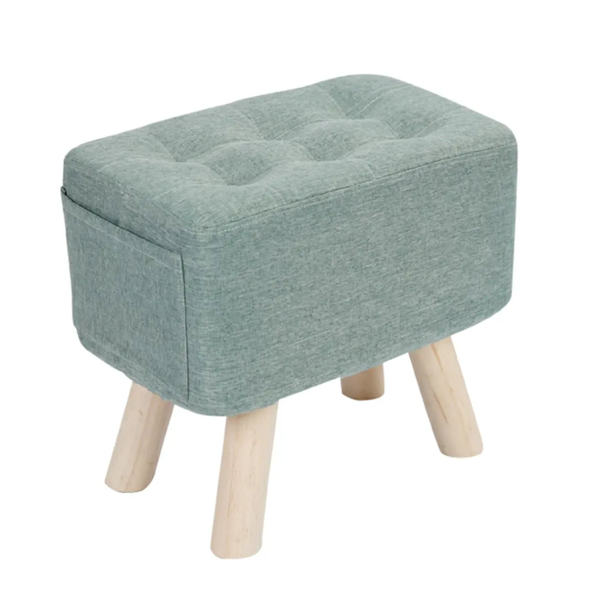 Matcha Green Rectangle Sponge Small Footrest Ottoman Image - 10