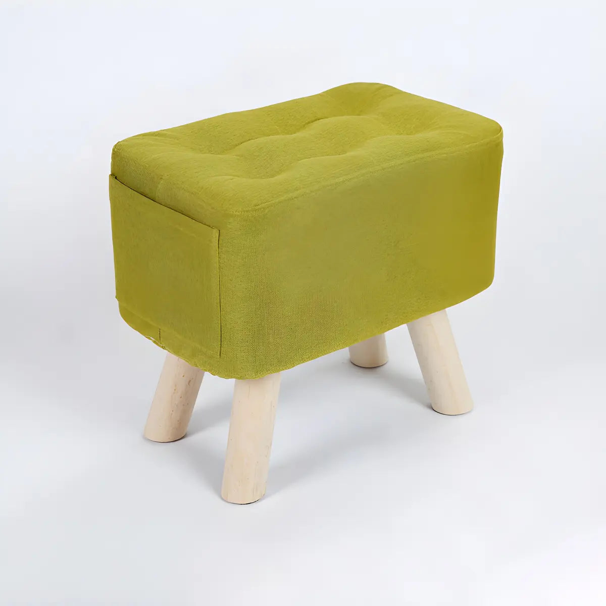 Matcha Green Rectangle Sponge Small Footrest Ottoman Image - 25