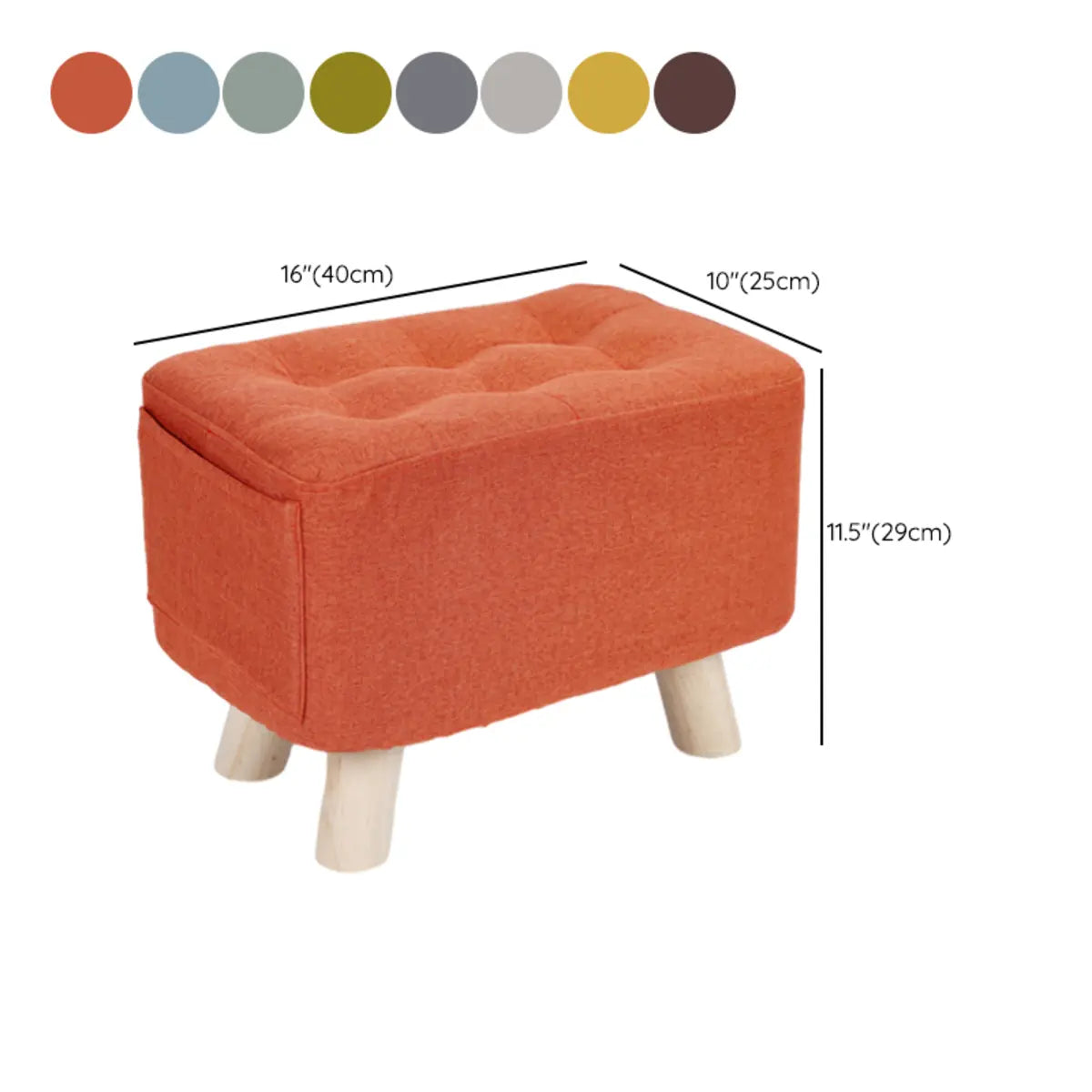 Matcha Green Rectangle Sponge Small Footrest Ottoman 