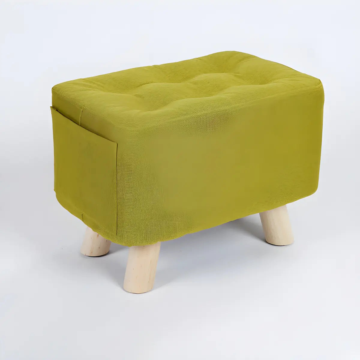 Matcha Green Rectangle Sponge Small Footrest Ottoman Image - 12