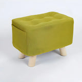 Matcha Green Rectangle Sponge Small Footrest Ottoman Image - 12