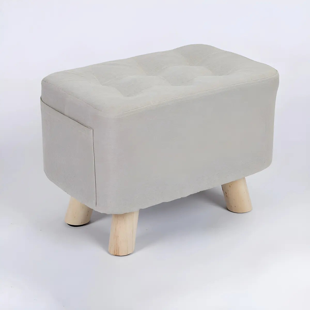 Matcha Green Rectangle Sponge Small Footrest Ottoman Image - 4