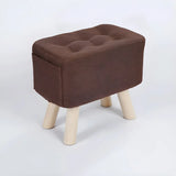 Matcha Green Rectangle Sponge Small Footrest Ottoman Image - 20