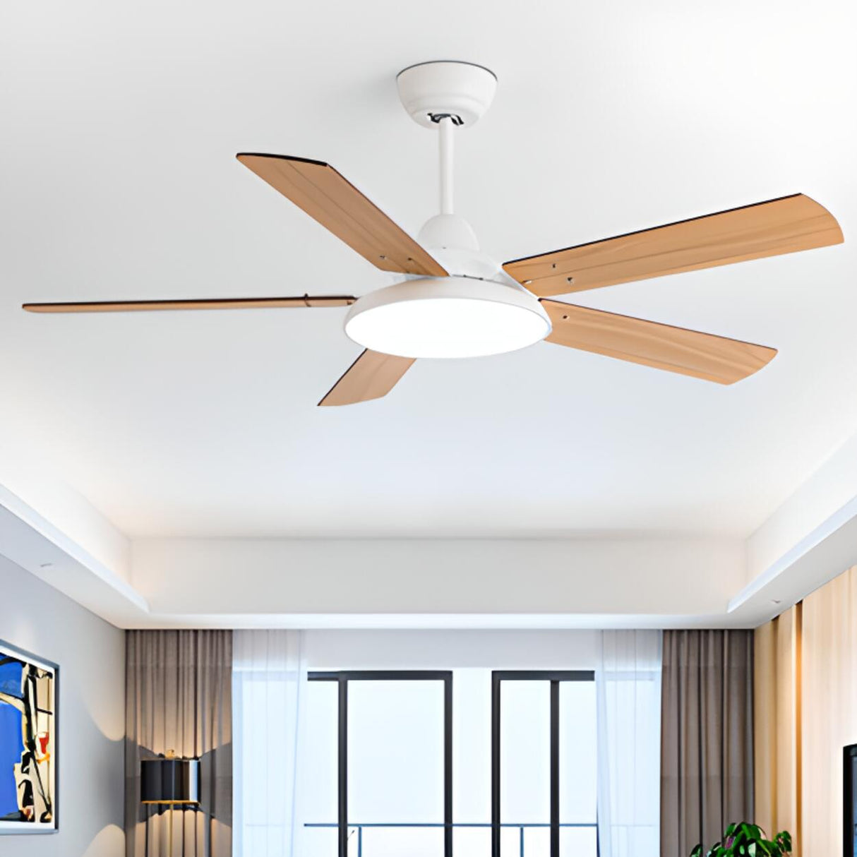 Matte Black Ceiling Fan with Integrated LED Light Image - 20