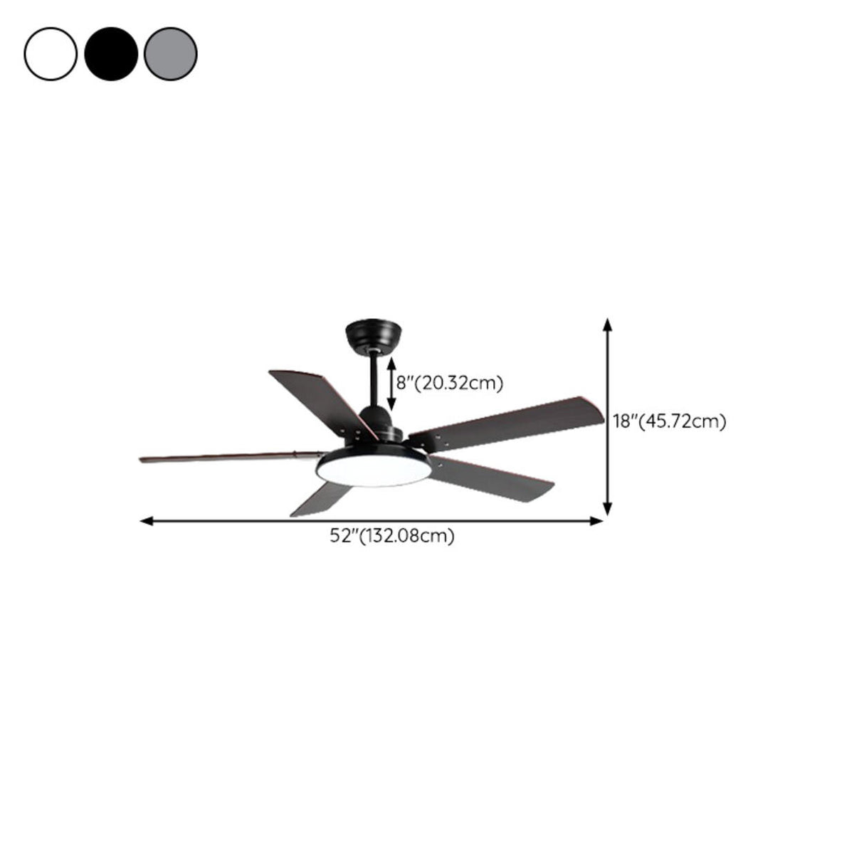 Matte Black Ceiling Fan with Integrated LED Light Image - 22