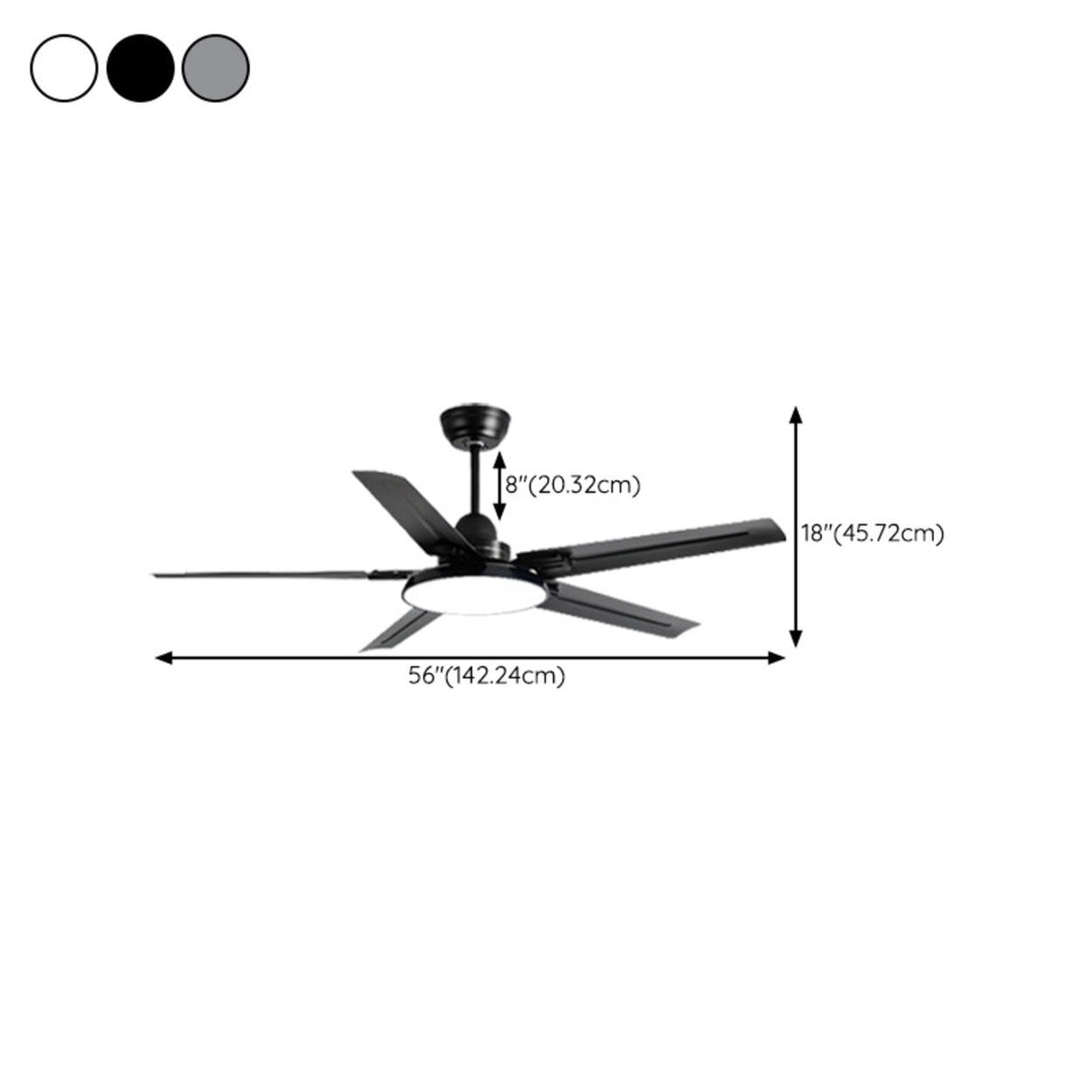 Matte Black Ceiling Fan with Integrated LED Light Image - 26