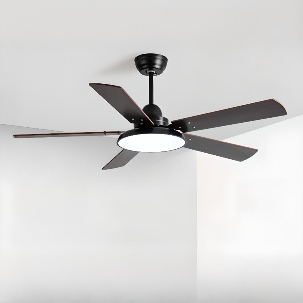 Matte Black Ceiling Fan with Integrated LED Light Image - 7