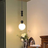 Matte Black Glass Ball Pendant Light Adjustable Height Image - 4