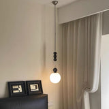 Matte Black Glass Ball Pendant Light Adjustable Height Image - 5