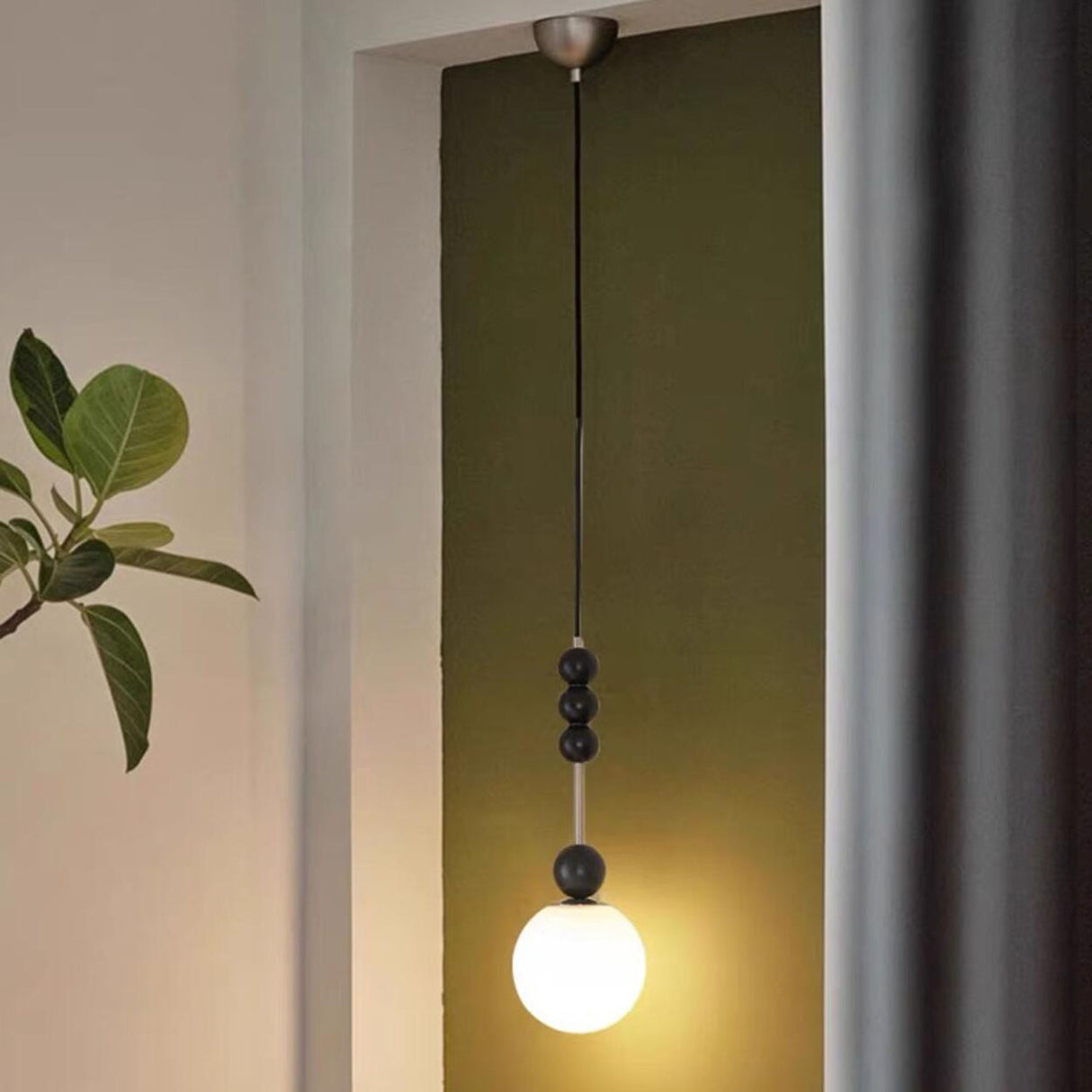 Matte Black Glass Ball Pendant Light Adjustable Height Image - 6