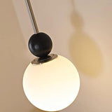 Matte Black Glass Ball Pendant Light Adjustable Height Image - 7