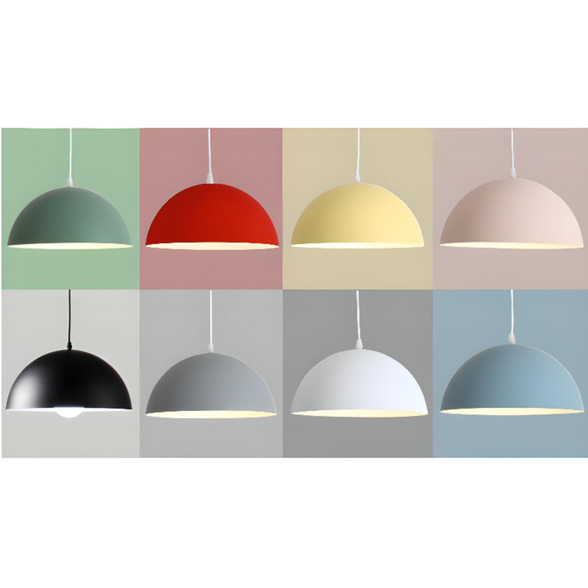 Matte Metal Dome Pendant Light 	Adjustable Height Image - 14