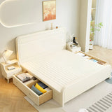 MDF White Queen Storage Panel Bed with Headboard and Drawers Image - 4