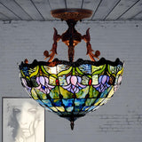 Mediterranean Bedroom Bowl Glass Semi-Flush Mount Light Image - 2