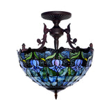 Mediterranean Bedroom Bowl Glass Semi-Flush Mount Light Image - 4