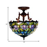 Mediterranean Bedroom Bowl Glass Semi-Flush Mount Light Image - 5