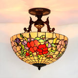 Mediterranean Bedroom Bowl Glass Semi-Flush Mount Light Image - 6